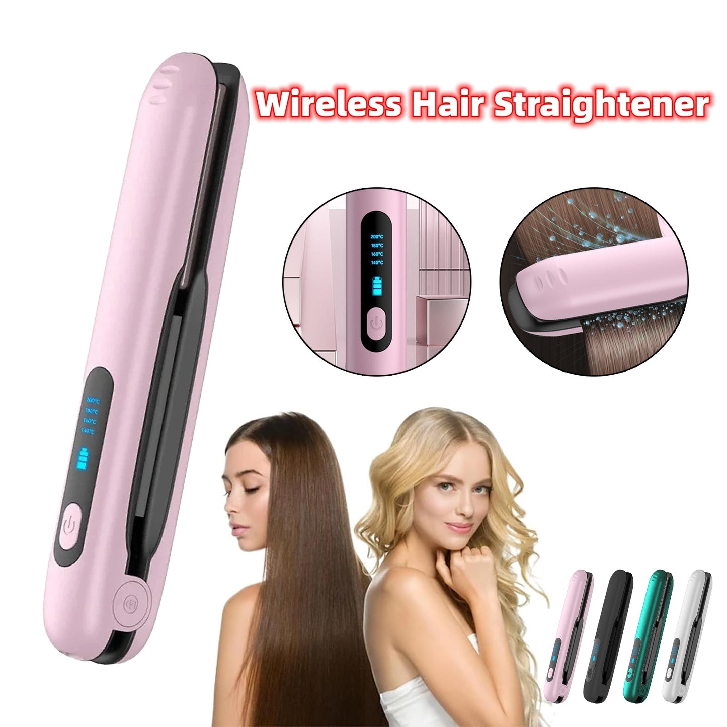 Kabelloser Mini-Haarglätter mit 2-in-1-Roller, max. 200 °C