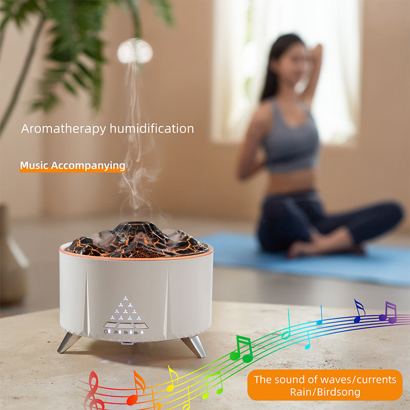 Humidifier Flame & Oil Diffuser With Bluetooth Speaker & White Noise