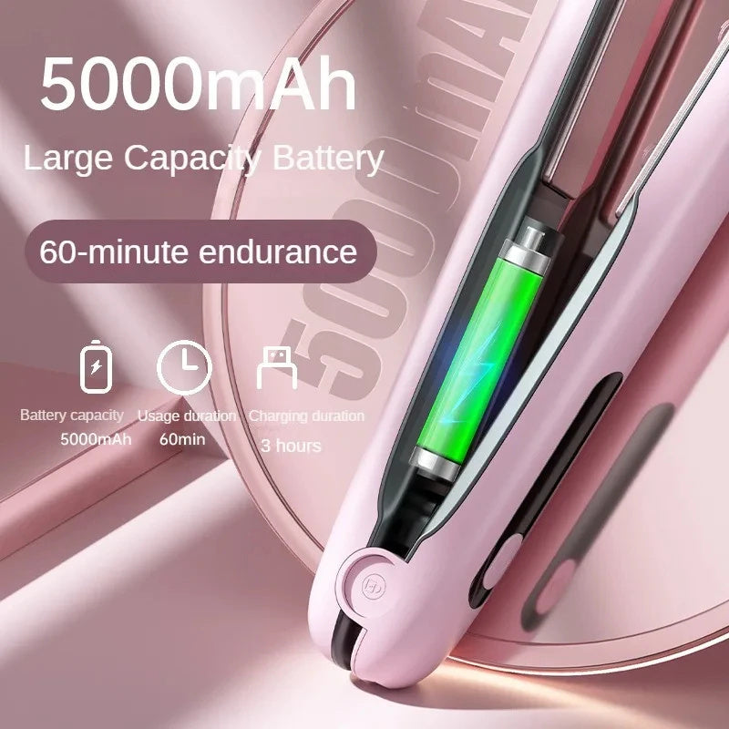 Kabelloser Mini-Haarglätter mit 2-in-1-Roller, max. 200 °C