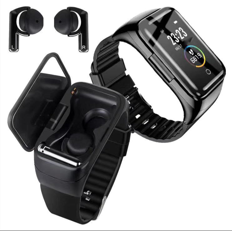 Waterproof Wireless Bluetooth Headset Smart Watch With Earbuds