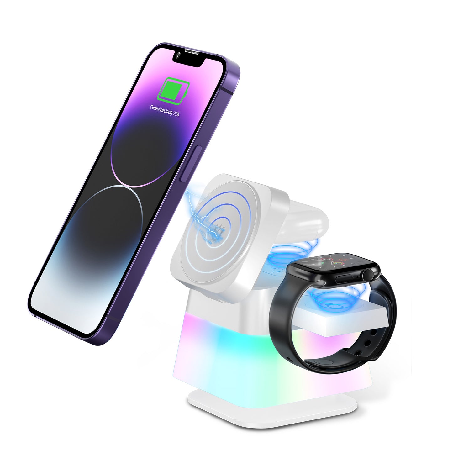 4 in 1 drehbarer kabelloser Ladeständer für iPhone 15 14 13 12 Pro Max 8 7 magnetische Schnellladestation