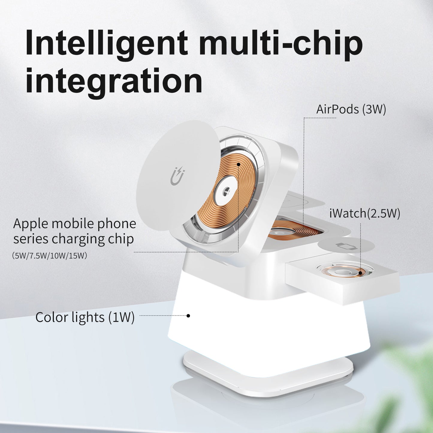 4 in 1 drehbarer kabelloser Ladeständer für iPhone 15 14 13 12 Pro Max 8 7 magnetische Schnellladestation