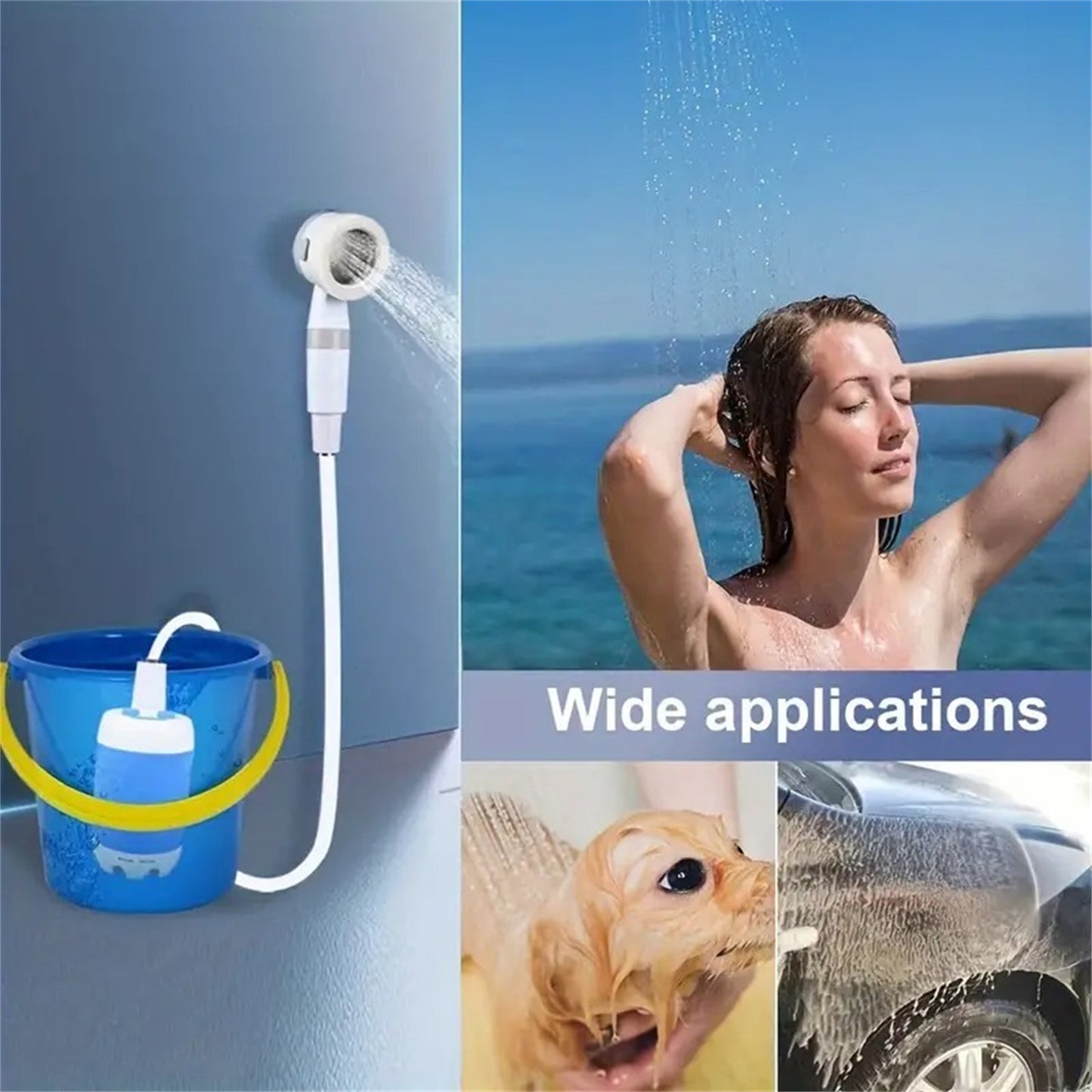 Tragbare Outdoor-Campingdusche mit wiederaufladbarem 5000-mAh-Akku