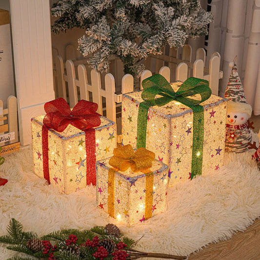 Luminous Christmas Gift Boxes With Bow