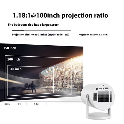 Portable Projector With 80 Degrees Projection `